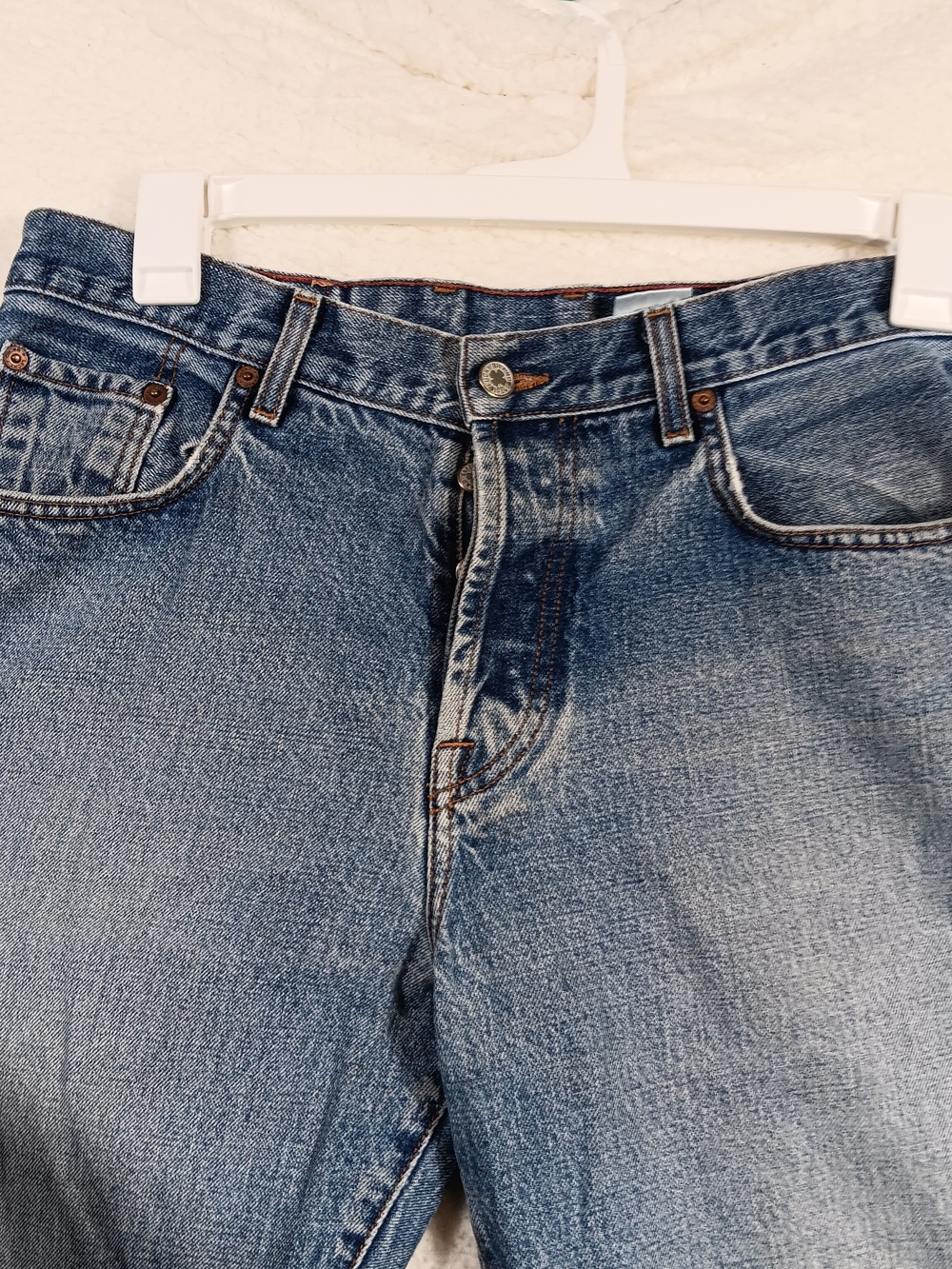 Vintage Lucky Brand Jeans Mens 34x30 Blue Denim Bootleg Button Fly Distressed - Picture 5 of 15